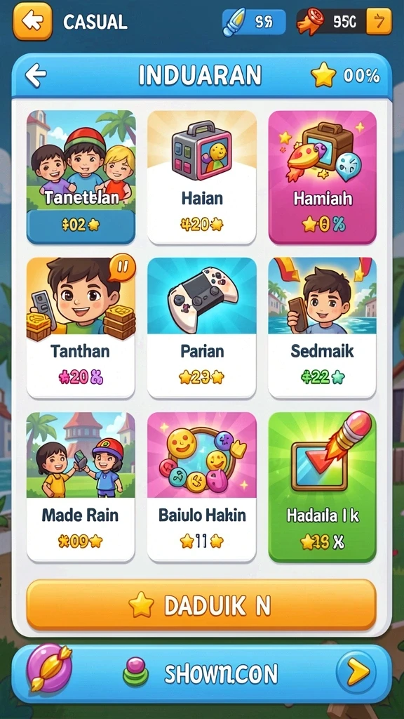 Tampilan menu utama yang menarik dan mudah dinavigasi.