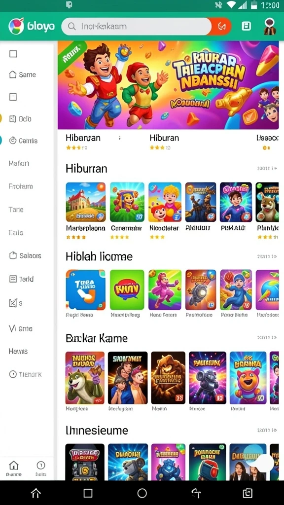 Tangkapan layar menunjukkan antarmuka utama yang menarik.